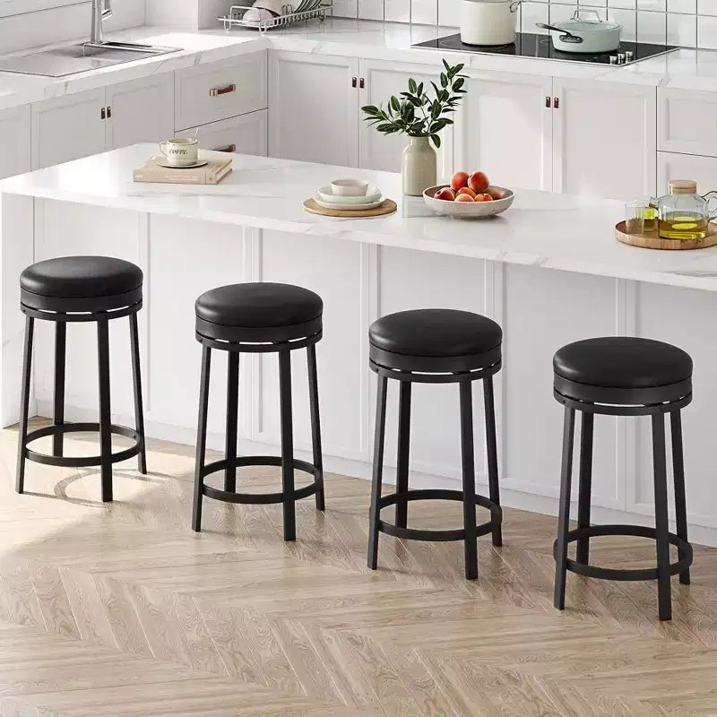24'' Swivel Bar Stools with Footrest, Modern Counter Height Barstools with Pu Leather Upholstered and Metal Frame for Kitchen Island