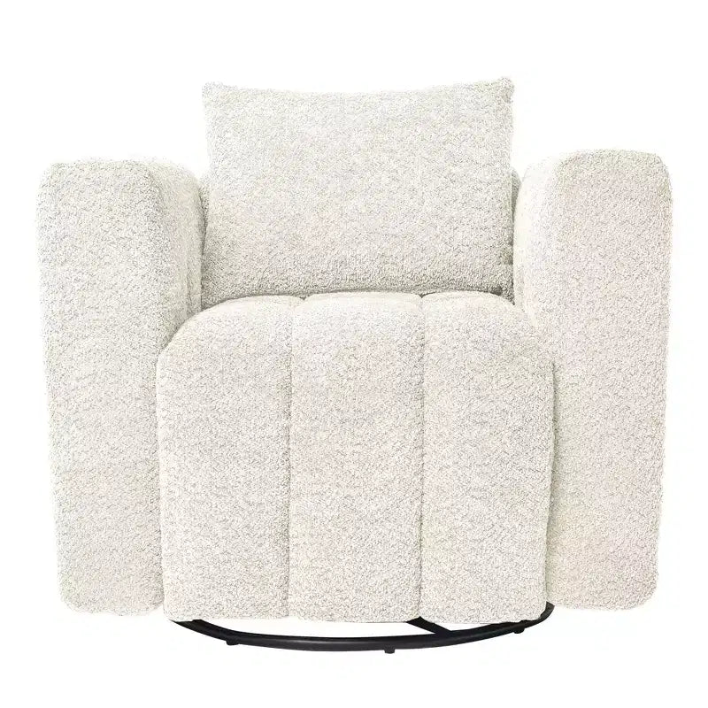 Wooden Frame Swivel Chair with Soft Fabric Upholstery, 360 Rotation, Comfortable Ergonomic Design for Living Room and Office Seating