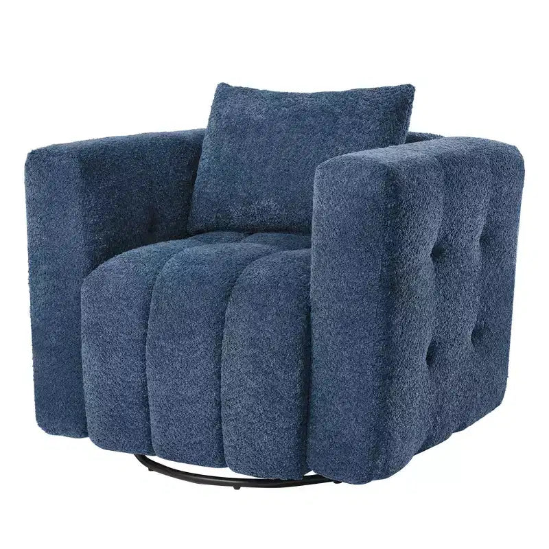Wooden Frame Swivel Chair with Soft Fabric Upholstery, 360 Rotation, Comfortable Ergonomic Design for Living Room and Office Seating