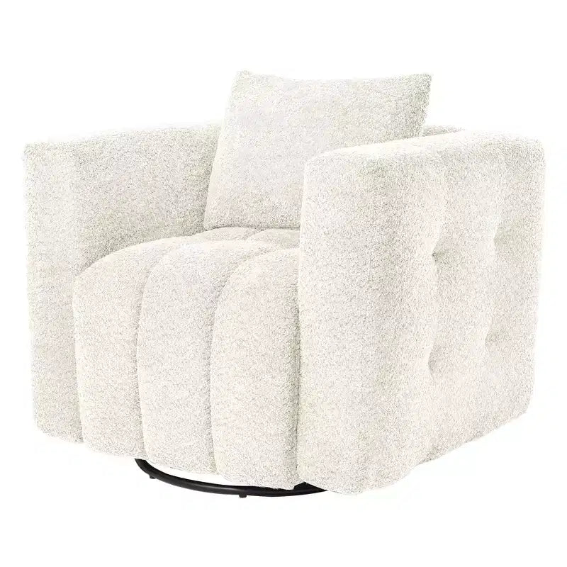 Wooden Frame Swivel Chair with Soft Fabric Upholstery, 360 Rotation, Comfortable Ergonomic Design for Living Room and Office Seating