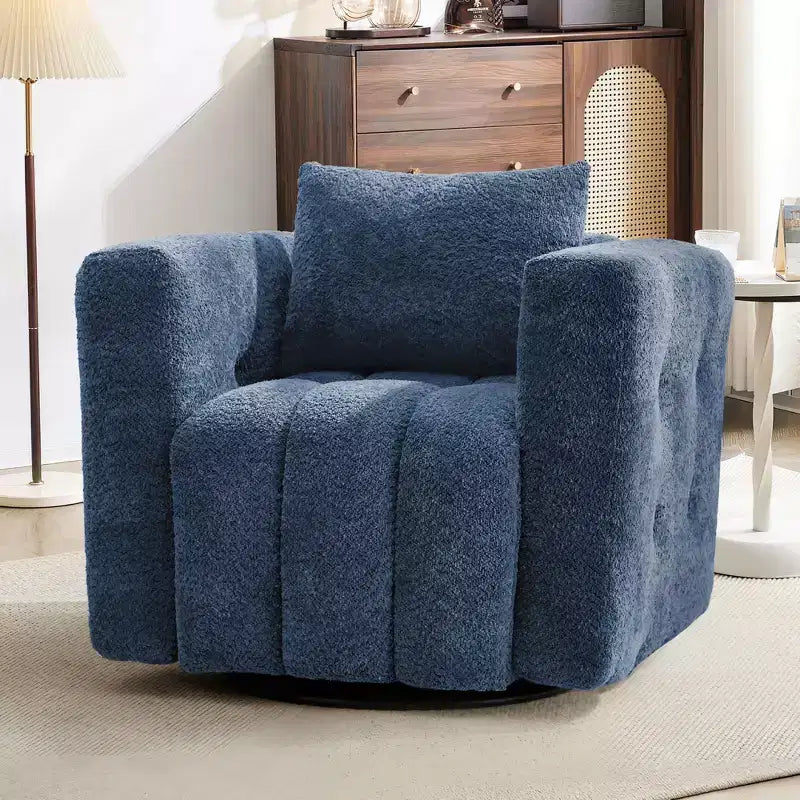 Wooden Frame Swivel Chair with Soft Fabric Upholstery, 360 Rotation, Comfortable Ergonomic Design for Living Room and Office Seating