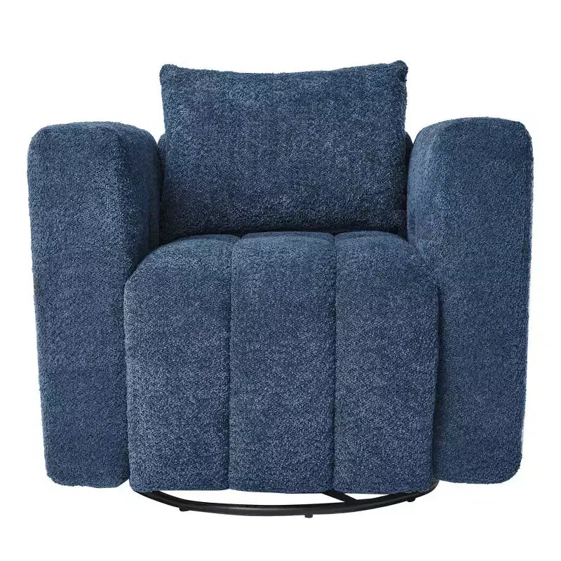 Wooden Frame Swivel Chair with Soft Fabric Upholstery, 360 Rotation, Comfortable Ergonomic Design for Living Room and Office Seating