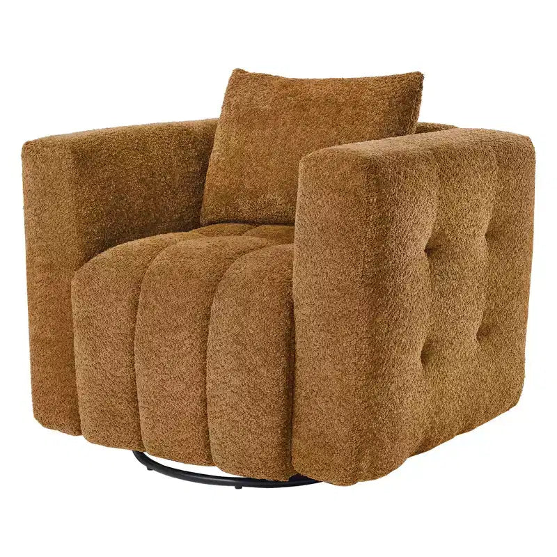 Wooden Frame Swivel Chair with Soft Fabric Upholstery, 360 Rotation, Comfortable Ergonomic Design for Living Room and Office Seating
