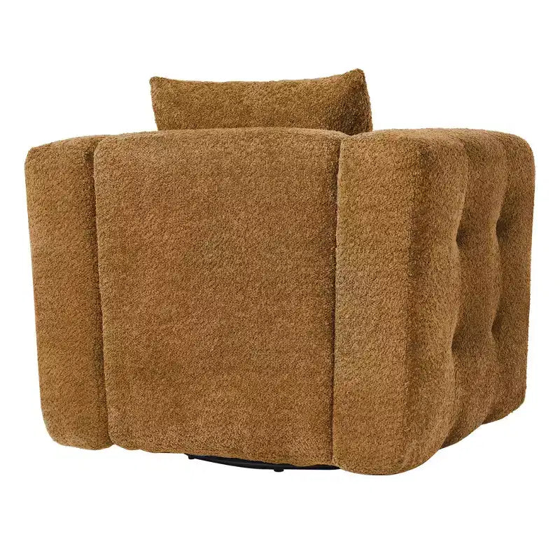 Wooden Frame Swivel Chair with Soft Fabric Upholstery, 360 Rotation, Comfortable Ergonomic Design for Living Room and Office Seating