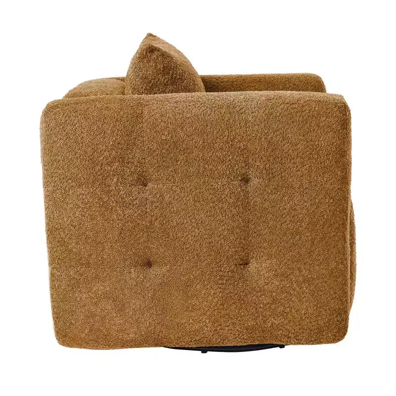 Wooden Frame Swivel Chair with Soft Fabric Upholstery, 360 Rotation, Comfortable Ergonomic Design for Living Room and Office Seating