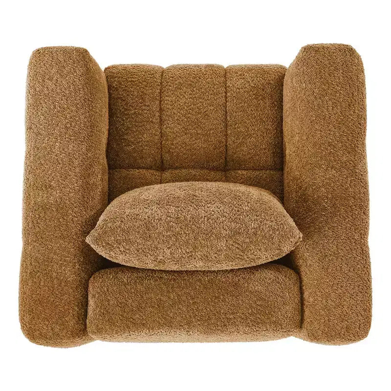 Wooden Frame Swivel Chair with Soft Fabric Upholstery, 360 Rotation, Comfortable Ergonomic Design for Living Room and Office Seating