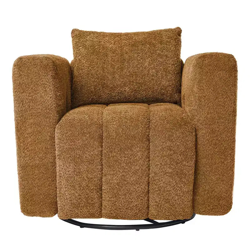 Wooden Frame Swivel Chair with Soft Fabric Upholstery, 360 Rotation, Comfortable Ergonomic Design for Living Room and Office Seating