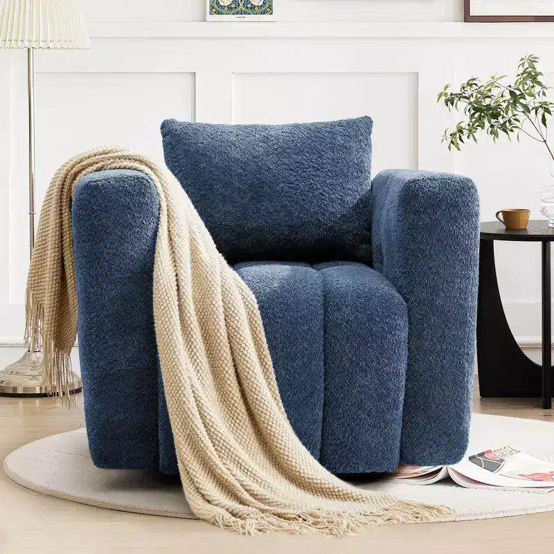 Wooden Frame Swivel Chair with Soft Fabric Upholstery, 360 Rotation, Comfortable Ergonomic Design for Living Room and Office Seating