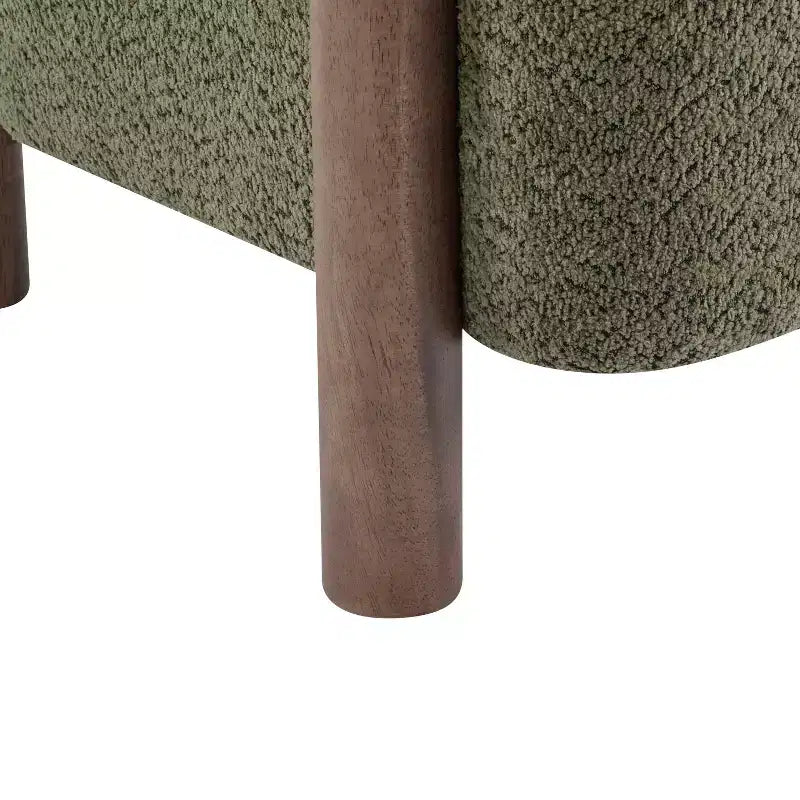 Bram Rubberwood Boucle Upholstered Accent Arm Chair with Open Curved Back