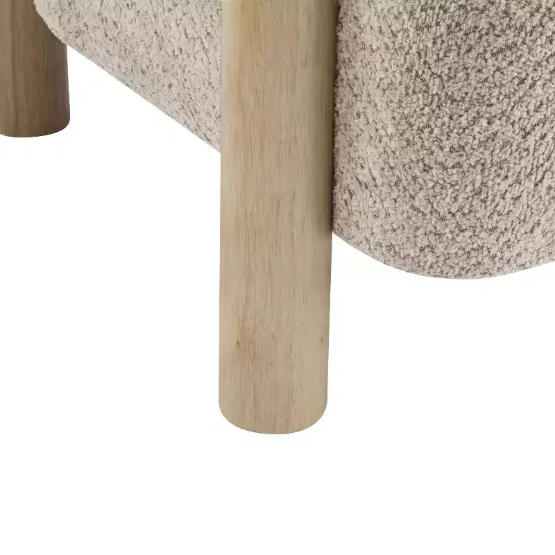 Bram Rubberwood Boucle Upholstered Accent Arm Chair with Open Curved Back