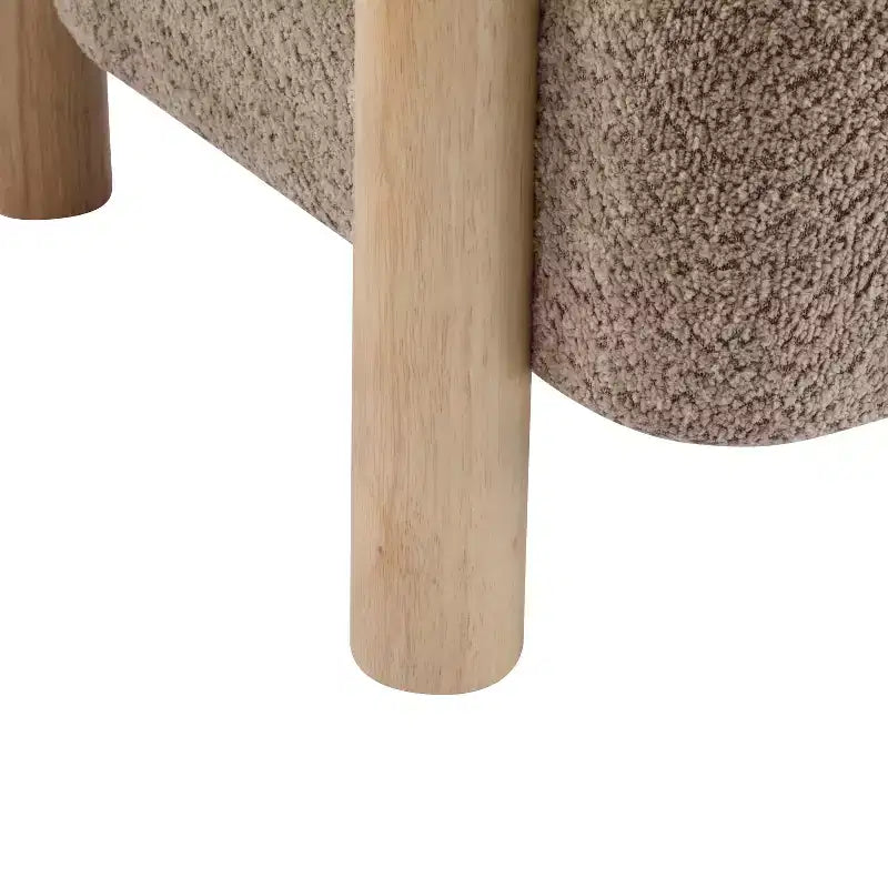 Bram Rubberwood Boucle Upholstered Accent Arm Chair with Open Curved Back