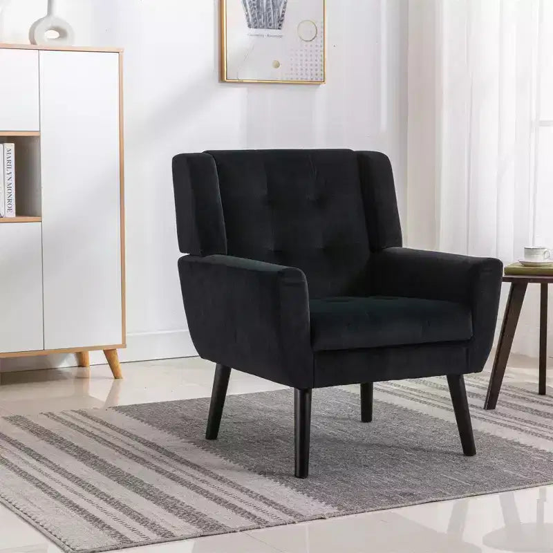 Okak Accent Chairs for Bedroom, Modern Soft Leather Material Ergonomics Accent Chair Living Room Chair, with Black Legs For Indoor Home