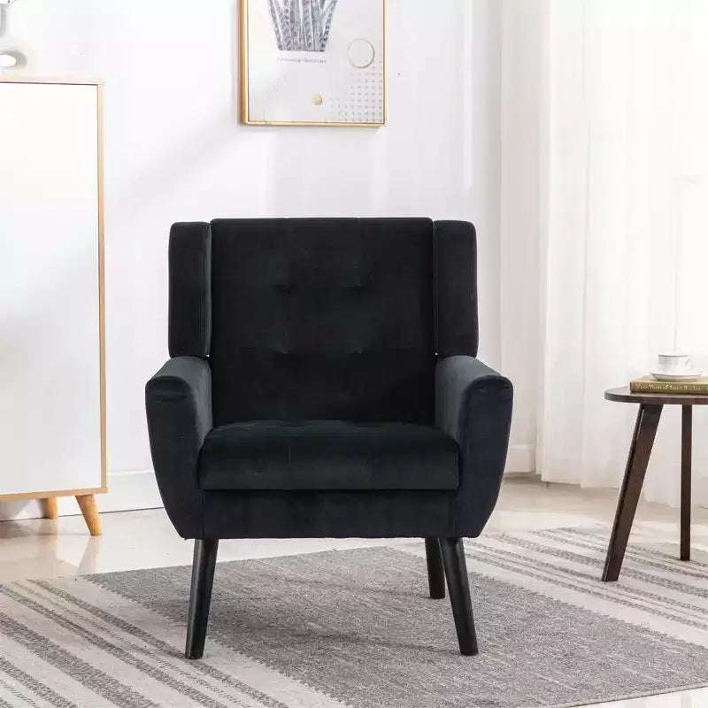Accent Chairs for Bedroom, Modern Soft Leather Material Ergonomics Accent Chair Living Room Chair, with Black Legs For Indoor Home