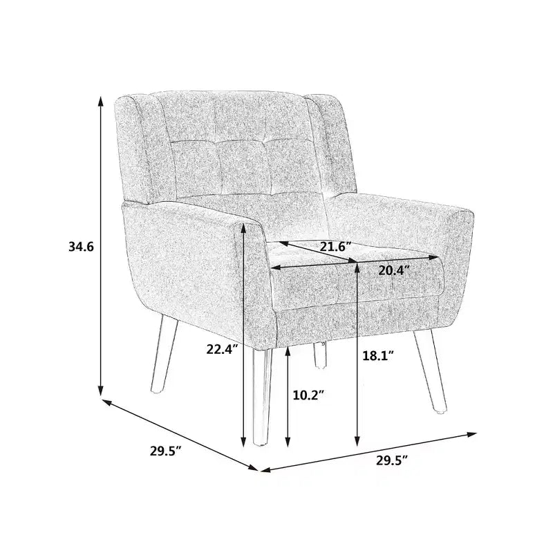 Accent Chairs for Bedroom, Modern Soft Leather Material Ergonomics Accent Chair Living Room Chair, with Black Legs For Indoor Home