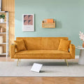 MAYEERTY Straight Corduroy Sofa Bed with Pillows Adjustable in The Three Levels for Use In Living Room Orange
