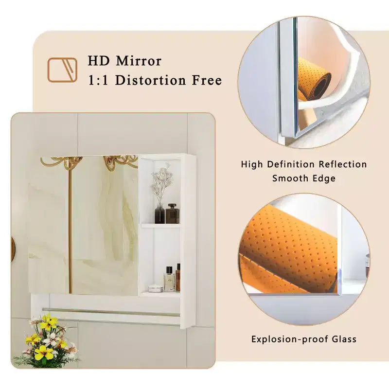 Bathroom Mirror Cabinet Wall Mounted,Medicine Cabinet,Over The Toilet Storage Cabinet with Shelves