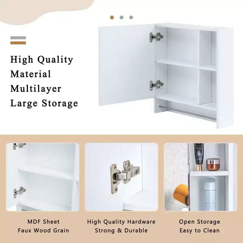 Bathroom Mirror Cabinet Wall Mounted,Medicine Cabinet,Over The Toilet Storage Cabinet with Shelves