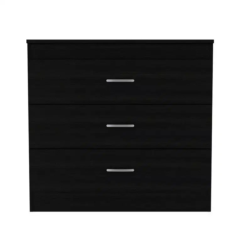 Modern 3-Drawer Compact Dresser Wood Finish, Stacked Drawers for Ample Storage, Metal Handles for Living Room/Bedroom/Office