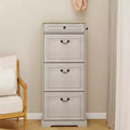 AndMakers 48.22 in. H x 20.86 in. W Antique White Shoe Cabinet with 1 Drawer and 3 Flip Drawers