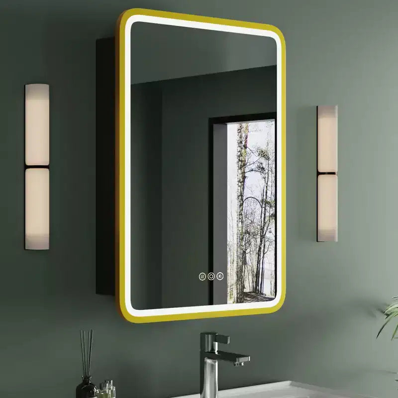 Medicine Cabinet with LED Mirror,Surface or Recessed Mount,Defogger,Memory Function,3-Color Lighting,USB&Outlet,Dimmer,Storage Shelf