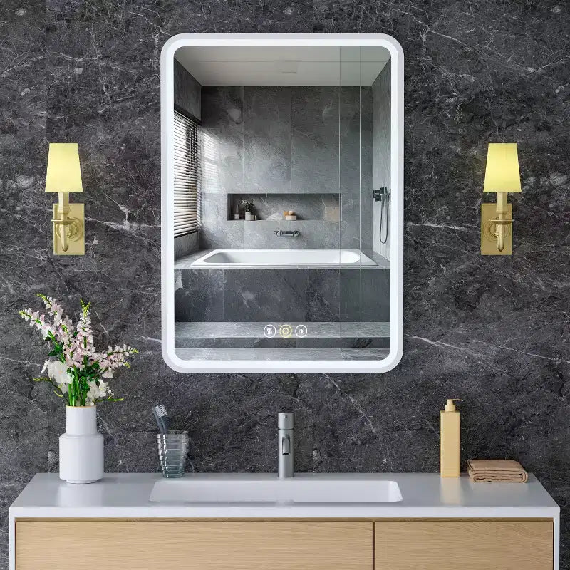 Medicine Cabinet with LED Mirror,Surface or Recessed Mount,Defogger,Memory Function,3-Color Lighting,USB&Outlet,Dimmer,Storage Shelf