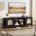 59 Boho TV Stand - Rattan Door Entertainment Center w/ Adjustable Shelves for 65 TVs