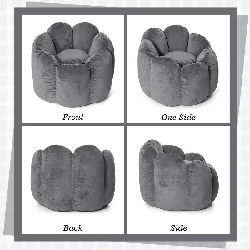 3Ft Flower-Shaped Dutch Velvet Bean Bag Chair with Memory Foam, Cozy Lounge Seating for All Ages