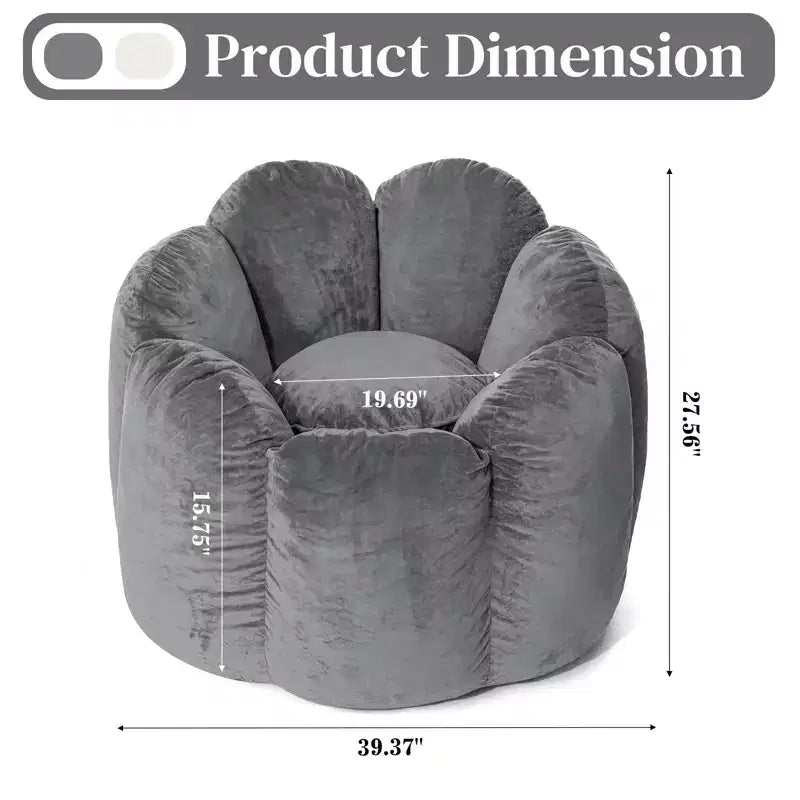 3Ft Flower-Shaped Dutch Velvet Bean Bag Chair with Memory Foam, Cozy Lounge Seating for All Ages