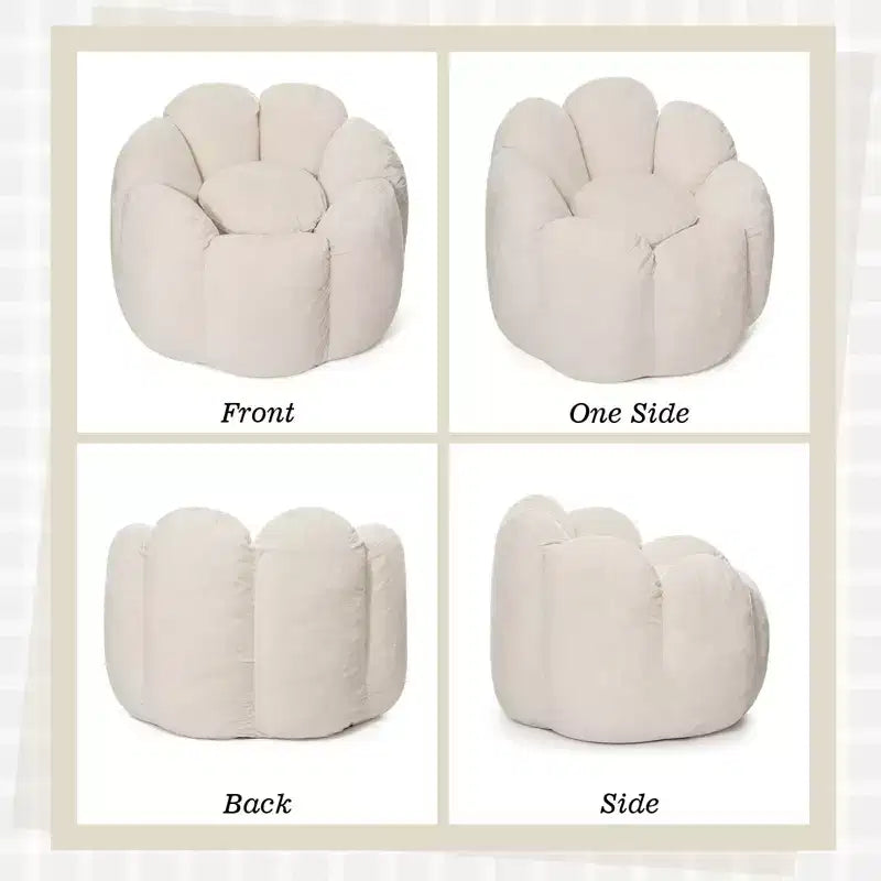 3Ft Flower-Shaped Dutch Velvet Bean Bag Chair with Memory Foam, Cozy Lounge Seating for All Ages