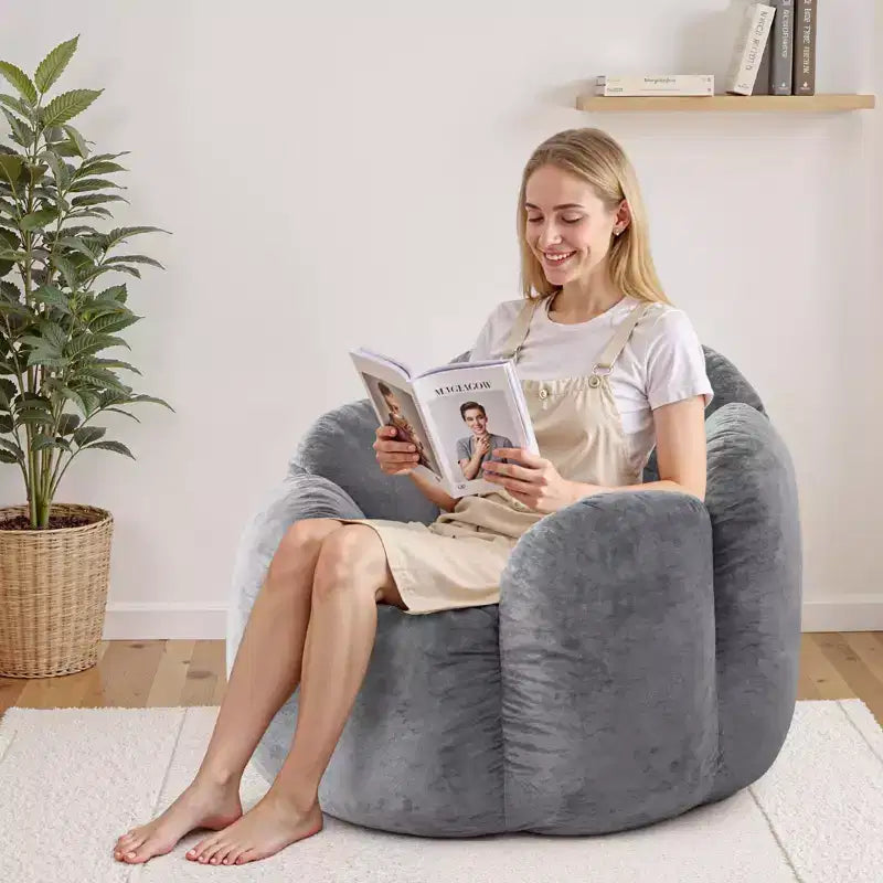 3Ft Flower-Shaped Dutch Velvet Bean Bag Chair with Memory Foam, Cozy Lounge Seating for All Ages