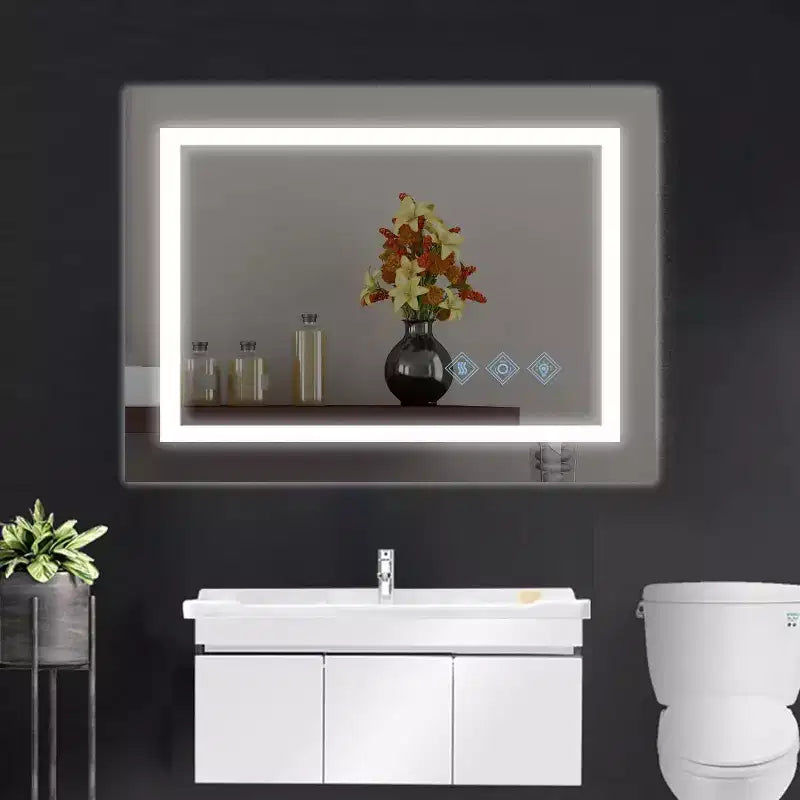 Acekool 32 x 24 Inch Bathroom Mirror, Wall Mounted Vanity Mirror with Touch Dimming, Smart Memory, Anti-Fog and IP54 Waterproof