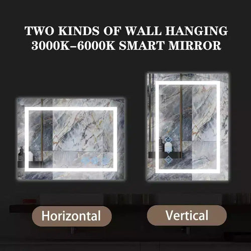 32 x 24 Inch Bathroom Mirror, Wall Mounted Vanity Mirror with Touch Dimming, Smart Memory, Anti-Fog and IP54 Waterproof