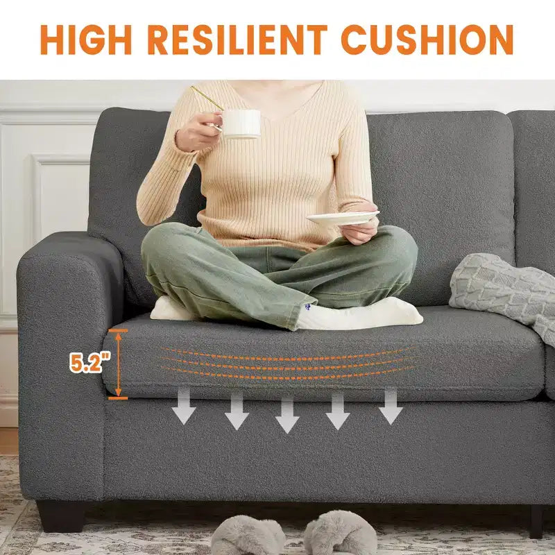 83 Inch Modern Sofa, 3 Seat Couch With Wide Armrests, Deep Seat Couch, Comfy Upholstered Sofa for Living Room, Bedroom, Office