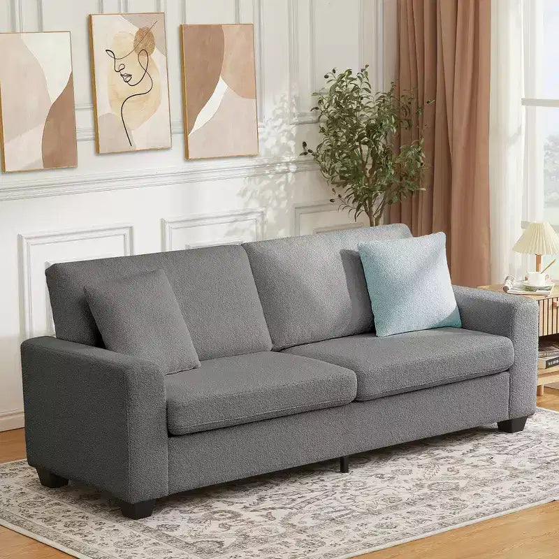 83 Inch Modern Sofa, 3 Seat Couch With Wide Armrests, Deep Seat Couch, Comfy Upholstered Sofa for Living Room, Bedroom, Office
