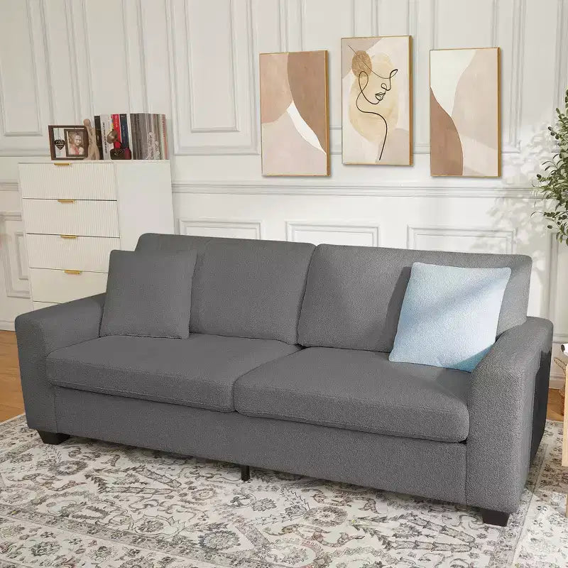 83 Inch Modern Sofa, 3 Seat Couch With Wide Armrests, Deep Seat Couch, Comfy Upholstered Sofa for Living Room, Bedroom, Office