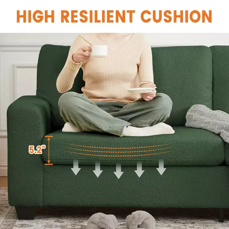 83 Inch Modern Sofa, 3 Seat Couch With Wide Armrests, Deep Seat Couch, Comfy Upholstered Sofa for Living Room, Bedroom, Office