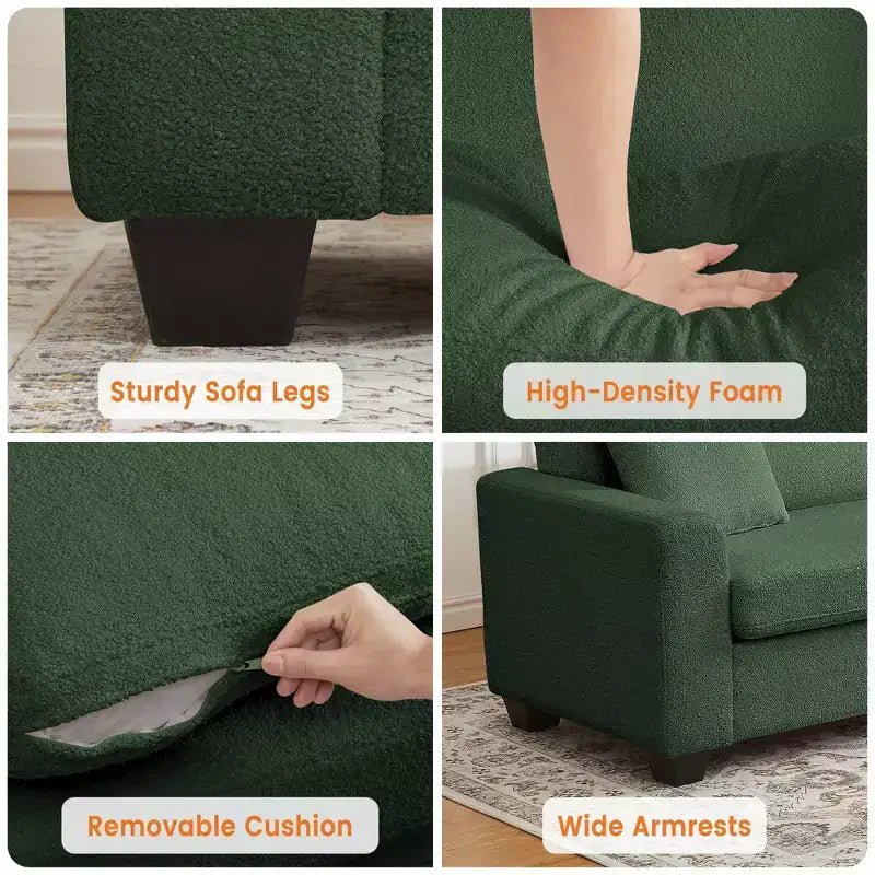 83 Inch Modern Sofa, 3 Seat Couch With Wide Armrests, Deep Seat Couch, Comfy Upholstered Sofa for Living Room, Bedroom, Office