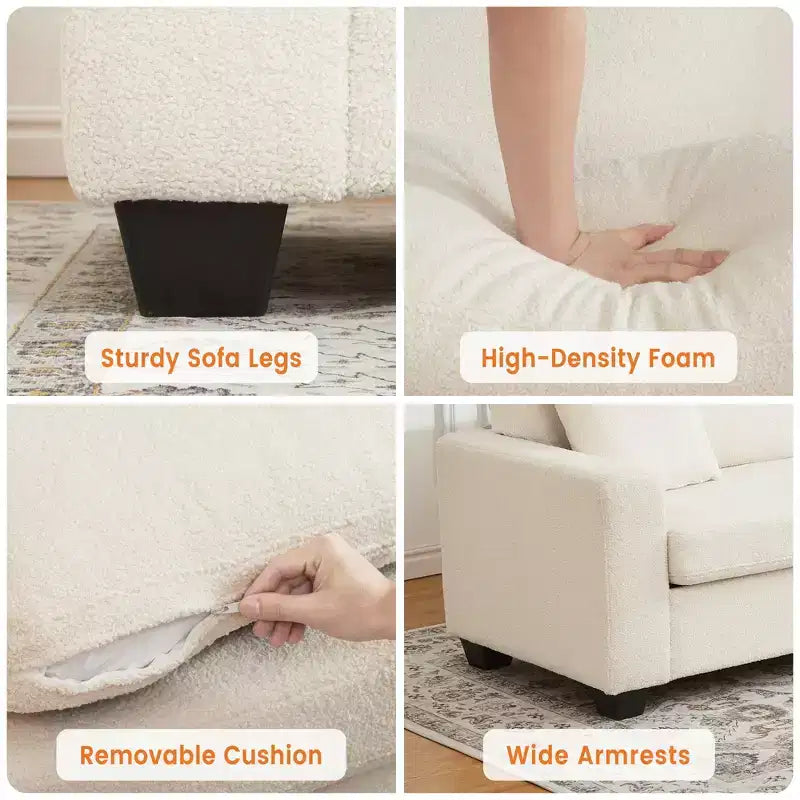 83 Inch Modern Sofa, 3 Seat Couch With Wide Armrests, Deep Seat Couch, Comfy Upholstered Sofa for Living Room, Bedroom, Office