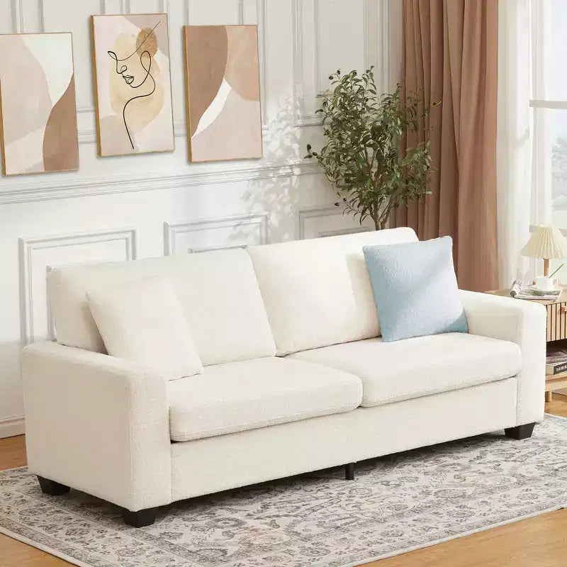 83 Inch Modern Sofa, 3 Seat Couch With Wide Armrests, Deep Seat Couch, Comfy Upholstered Sofa for Living Room, Bedroom, Office
