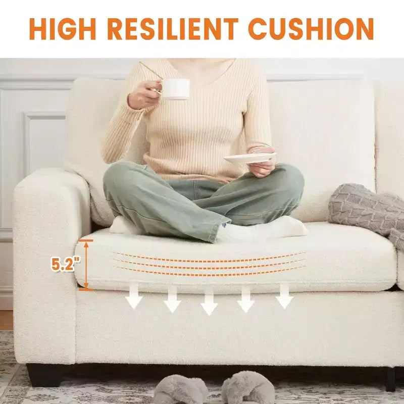 83 Inch Modern Sofa, 3 Seat Couch With Wide Armrests, Deep Seat Couch, Comfy Upholstered Sofa for Living Room, Bedroom, Office