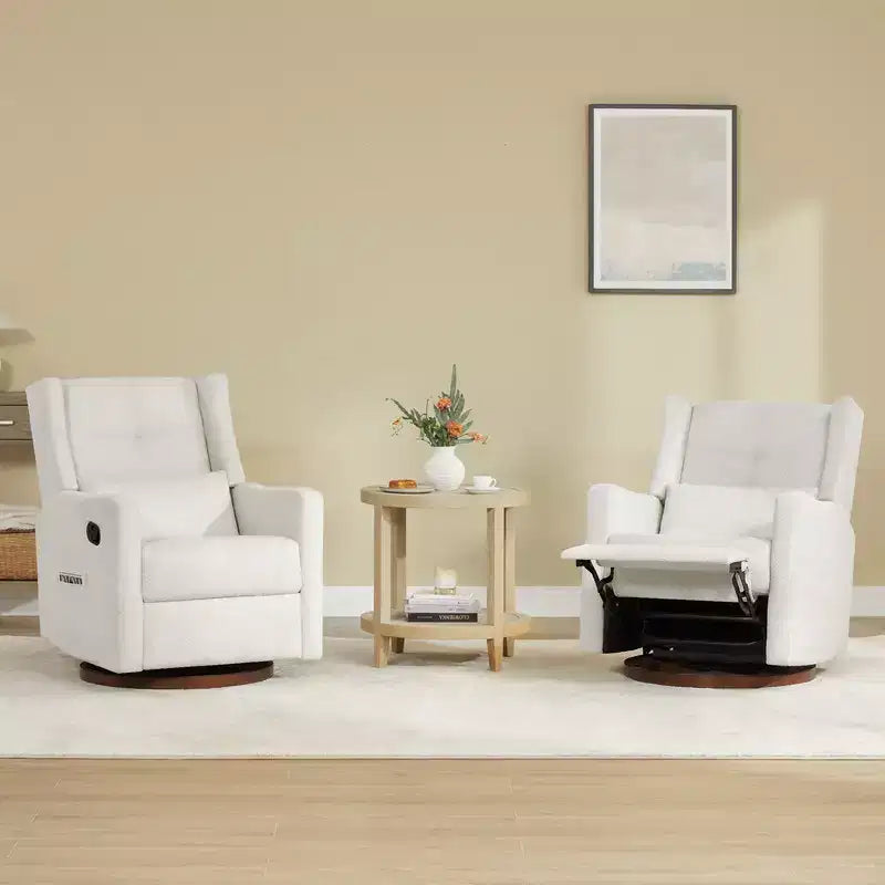 Manual Swivel Glider Recliner with Lumbar Pillow