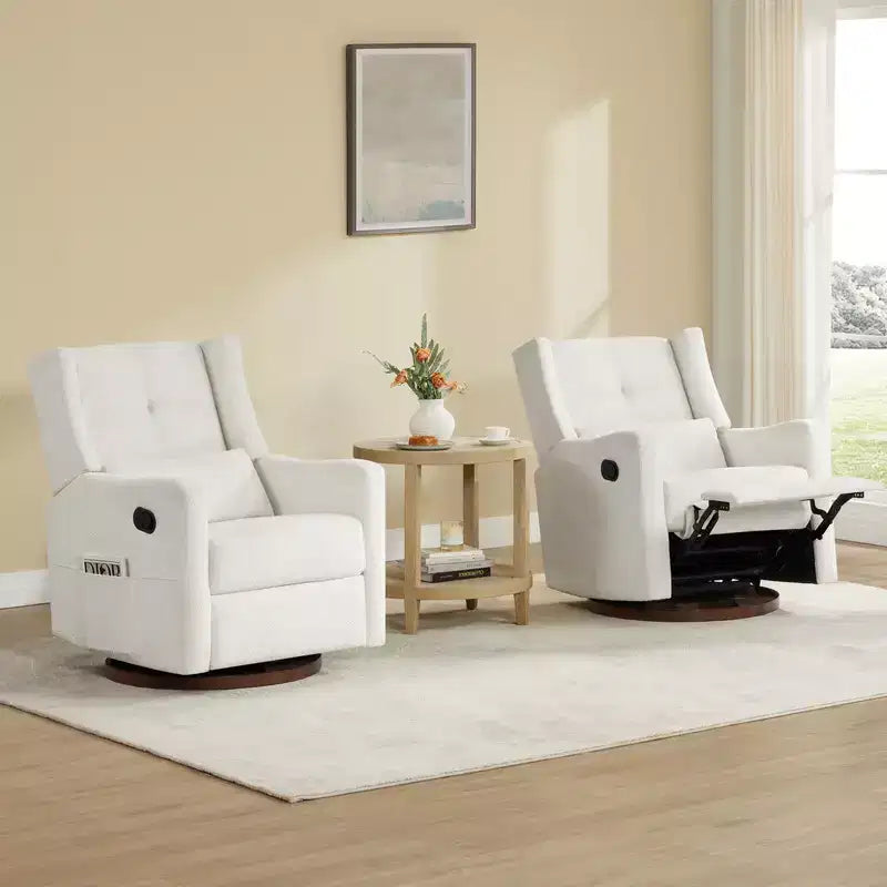 Manual Swivel Glider Recliner with Lumbar Pillow