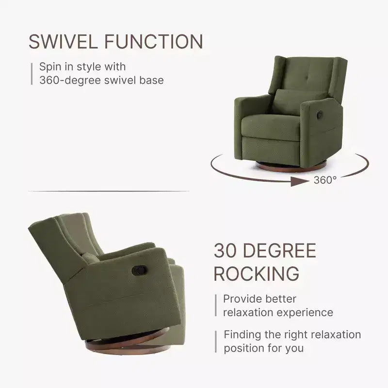 Manual Swivel Glider Recliner with Lumbar Pillow