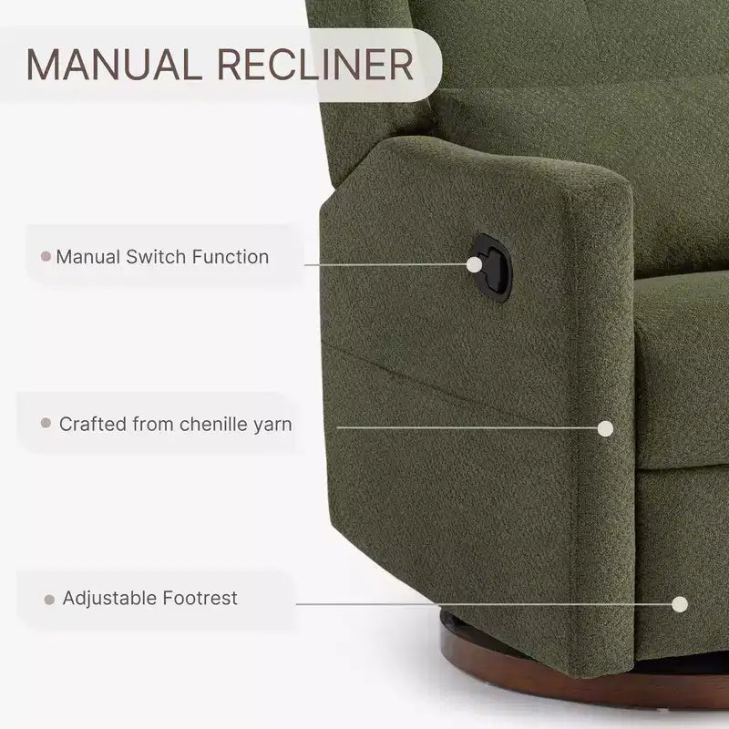 Manual Swivel Glider Recliner with Lumbar Pillow
