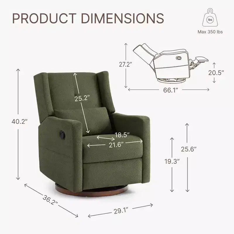 Manual Swivel Glider Recliner with Lumbar Pillow