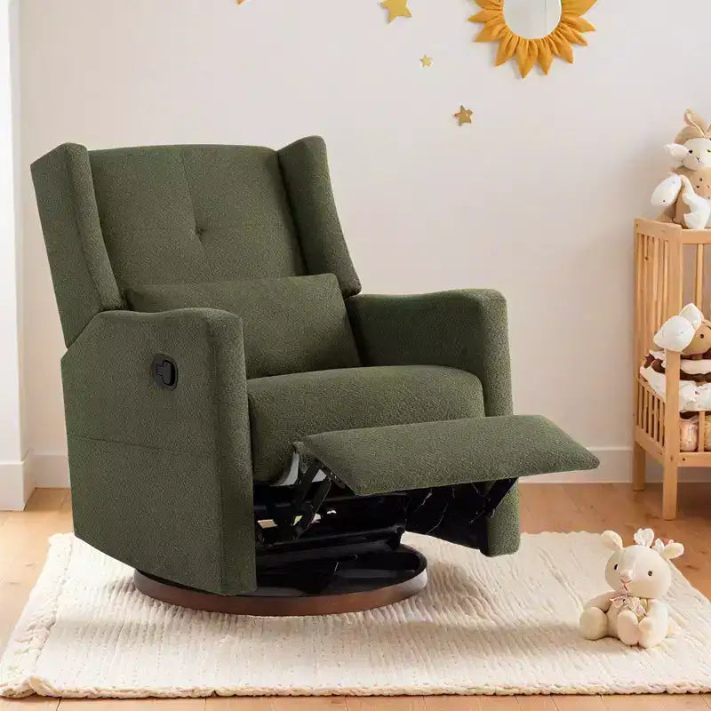Manual Swivel Glider Recliner with Lumbar Pillow