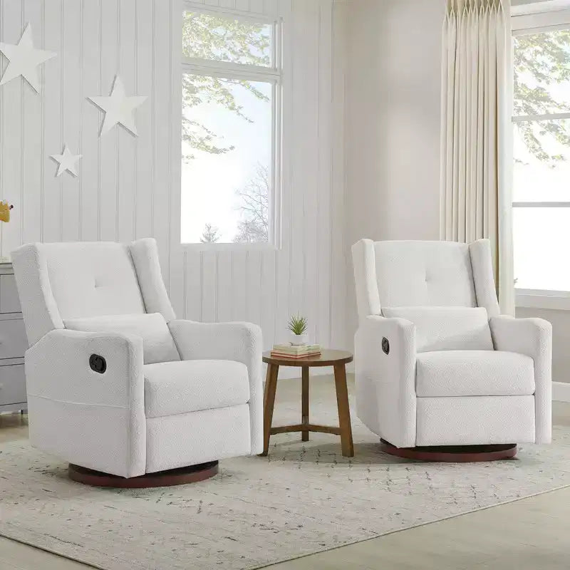 Manual Swivel Glider Recliner with Lumbar Pillow