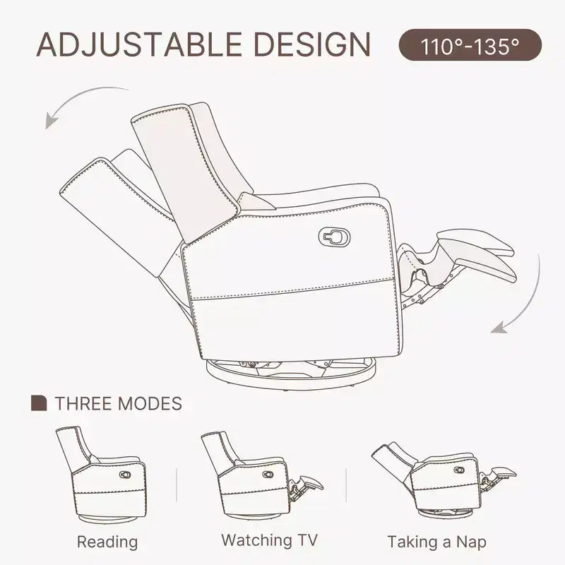 Manual Swivel Glider Recliner with Lumbar Pillow