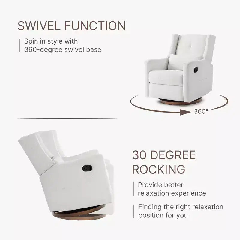 Manual Swivel Glider Recliner with Lumbar Pillow