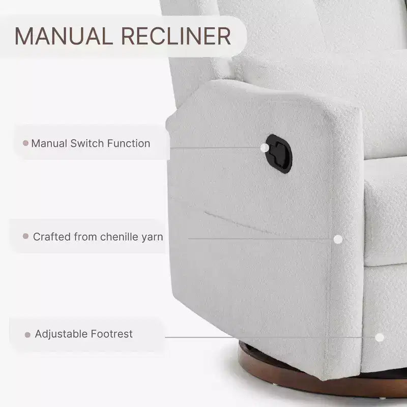 Manual Swivel Glider Recliner with Lumbar Pillow